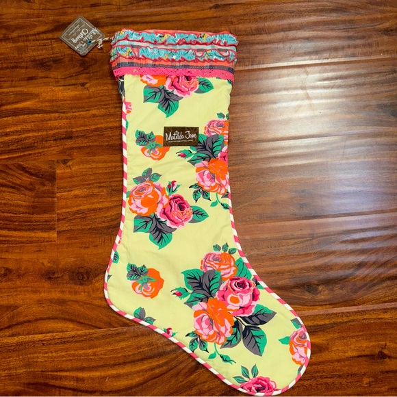NWT Matilda Jane Christmas stocking Yellow Pink Orange Ruffle Floral New - Picture 2 of 5